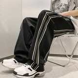 K882FP48新款条纹工装裤子男美式高街垂感运动直筒潮牌宽松，男装休闲裤，星座304A