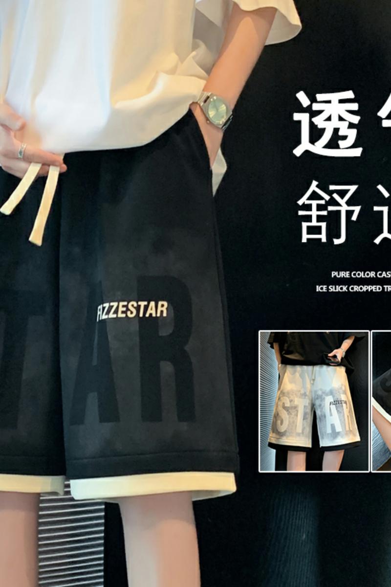 DK113FP35新款假两件短裤宽松大码休闲中裤外穿运动五分裤,男装休闲裤,星座304A