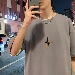 wassup happy美式重磅短袖t恤男款夏季潮流痞帅宽松情侣半袖体恤图片