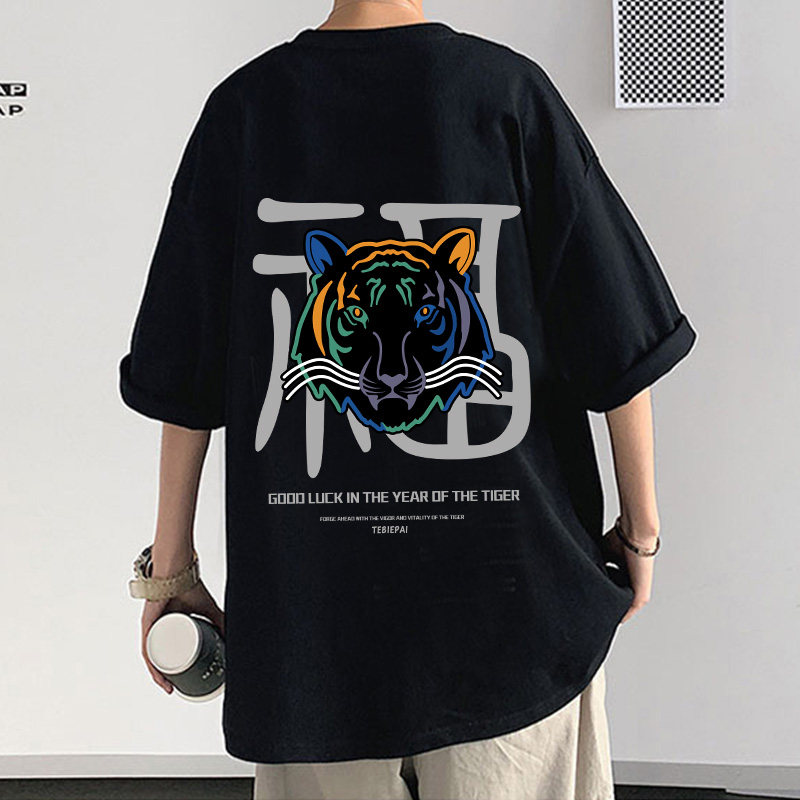 XZ304A-ST587BA新款虎头短袖t恤男ins潮牌夏季潮流印花,男装T恤,星座304A