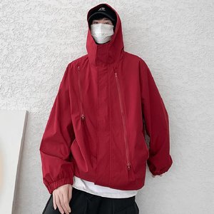 H186FP80新品户外冲锋衣夹克外套男休闲宽松纯色工装登山服外套图片