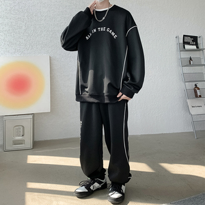 TZ3031FP90新品圆领卫衣运动套装男 长袖跑步健身服休闲外套图片