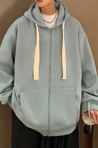 H175加绒FP65新款60%棉复古纯色开衫休闲连帽卫衣外套男宽松情侣图片