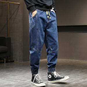 XZ304B-2-K2023-CP60秋冬工装哈伦裤松紧腰束脚男士牛仔裤休闲图片