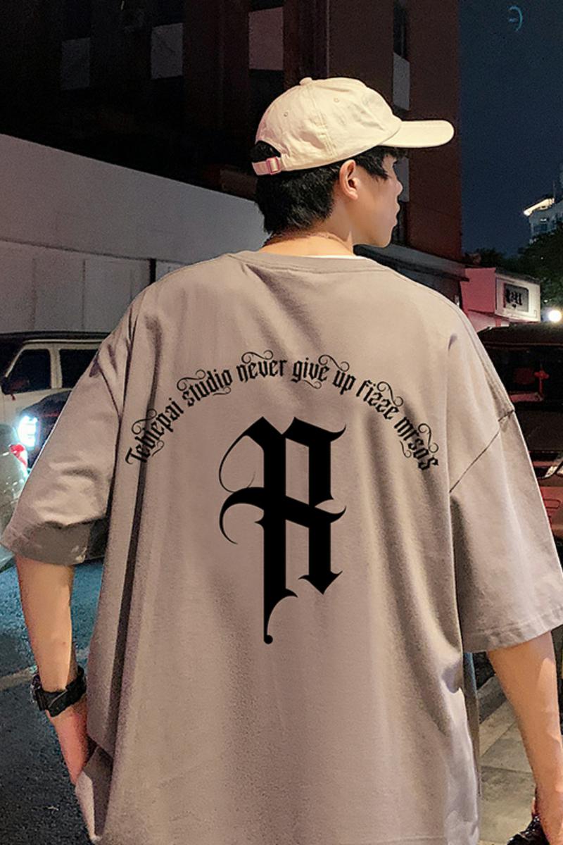 T660FP26新款oversize短袖t恤男纯棉大字母印花圆领打底美式宽松,男装T恤,星座304A