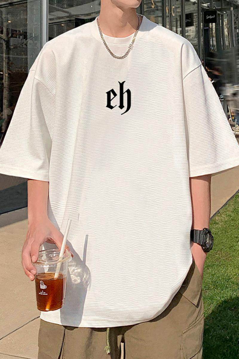 F005CP32盛夏oversize短袖男s重磅五分袖T恤男生港风高街华夫格半,男装T恤,星座304A