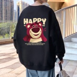 W550加绒FP45新款草莓熊印花套头圆领卫衣加绒宽松无帽外套休闲，男装卫衣，星座304A