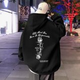 M021FP60新款100%全棉玫瑰字母连帽卫衣男宽松休闲外穿外套情侣装，男装卫衣，星座304A