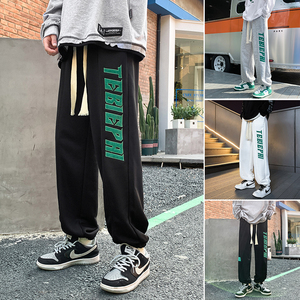 D新品字母刺绣卫裤男美式高街复古宽松小众裤图片