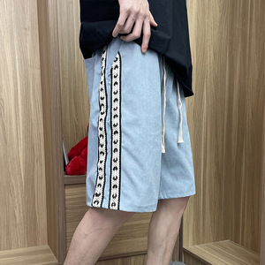 XZ304A-1-DK55P35新品宽松男士短裤潮牌时尚织带运动裤休闲图片
