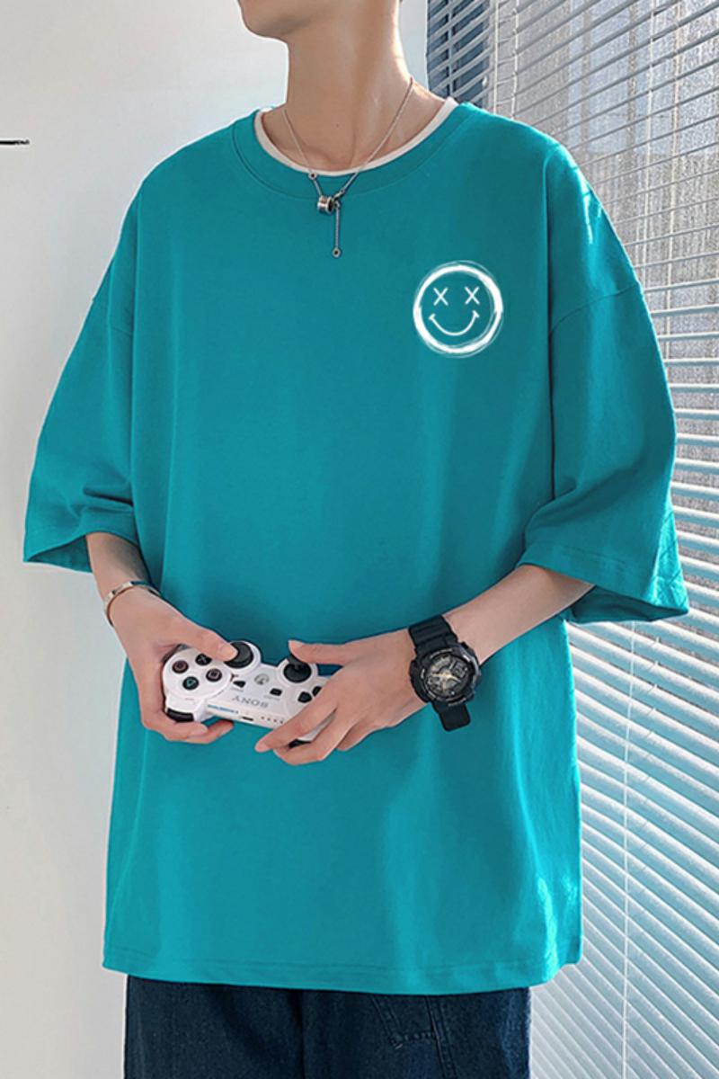 XZ304A-ST596AP25新款夏季港风t恤男宽松ins潮短袖潮流笑脸潮流,男装T恤,星座304A