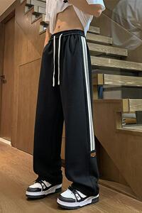 wassup happy直筒休闲裤子男士春秋季潮流垂感阔腿裤夏款运动长裤图片