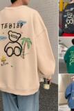 W505FP35新款套头圆领卫衣卡通小熊情侣内搭休闲无帽外套，男装卫衣，星座304A