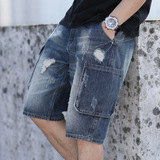 XZ304B-2-KZ705AAP50新款牛仔中裤五分裤大码潮流万件备货，男装牛仔裤，星座304A