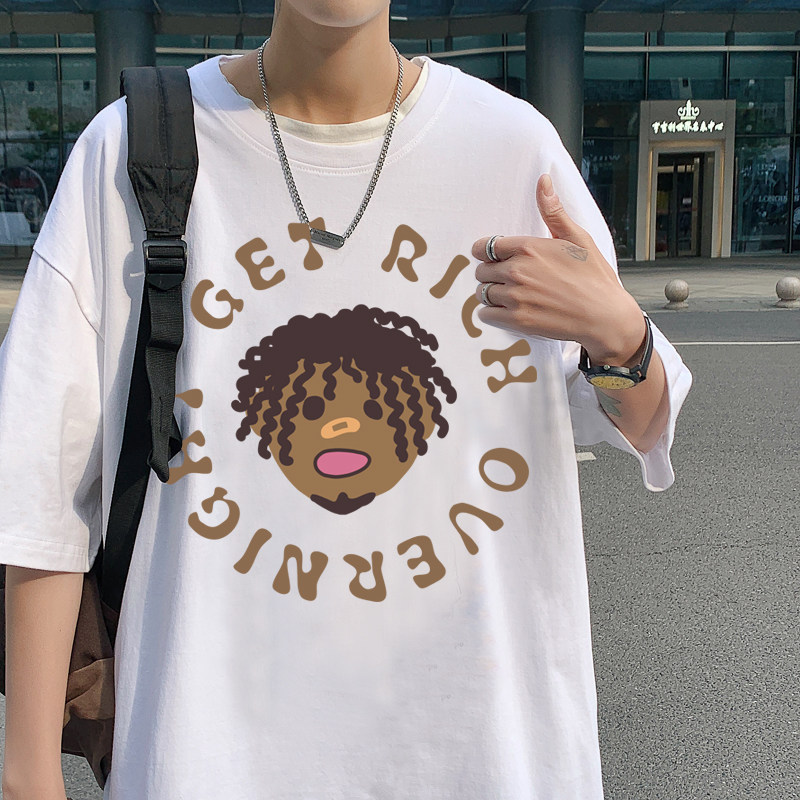 XZ304A-ST578CP25新款原宿风脏辫头像短袖男潮牌ins情侣装潮流,男装T恤,星座304A