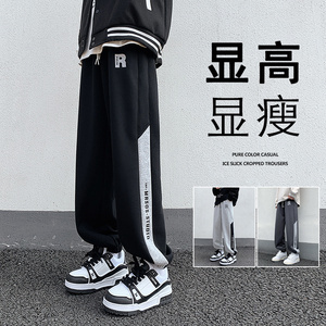 K893FP55加绒65新款含棉弹力卫裤宽松运动裤阔腿束脚加厚保暖长裤图片