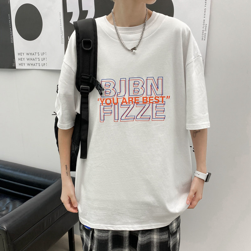 XZ304A-ST393P25新款潮牌短袖t恤男夏季宽松潮流情侣打底,男装T恤,星座304A