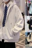 H172加绒D连帽卫衣外套夹克男宽松小众上衣服加绒美式纯色开衫，男装卫衣，星座304A