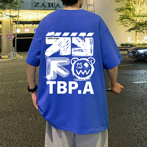 T653FP28纯棉短袖t恤男生情侣装印花体恤上衣宽松潮流半袖tee图片