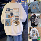 W391FP35加绒45新款卡通卫衣男宽松打底长袖新款休闲无帽上衣，男装卫衣，星座304A