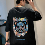 XZ304A-ST551CP25短袖T恤新款男宽松半袖上衣纯棉卡通印花T潮流，男装T恤，星座304A