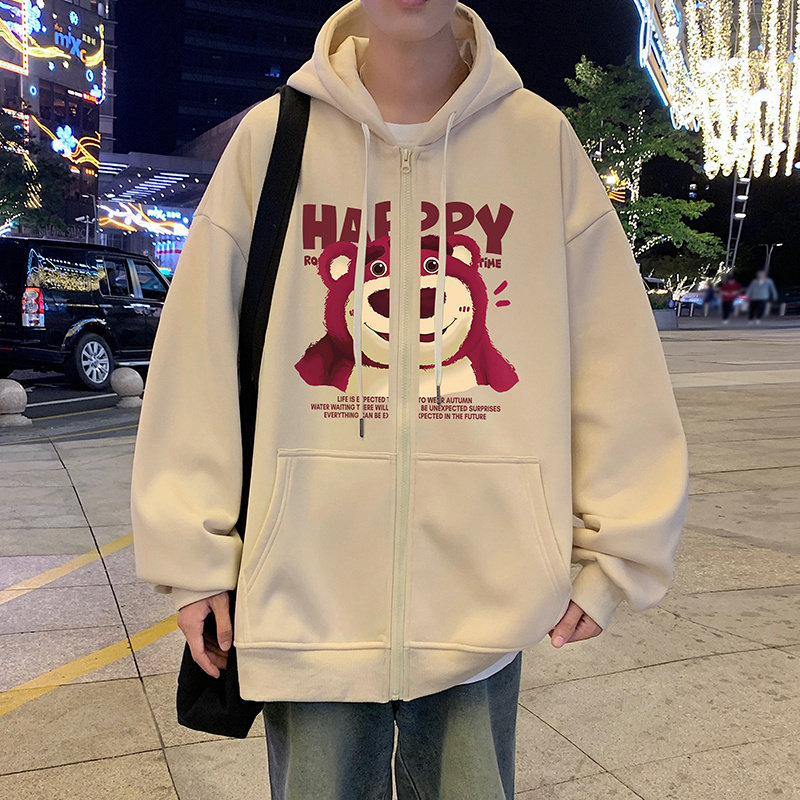 H196FP70新品60%含棉量草莓熊拉链开衫卫衣男双层复合面料透气有,男装卫衣,星座304A