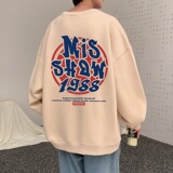 W507FP35加绒45新款卫衣字母印花圆领外套ins休闲无帽长袖宽松上，男装卫衣，星座304A