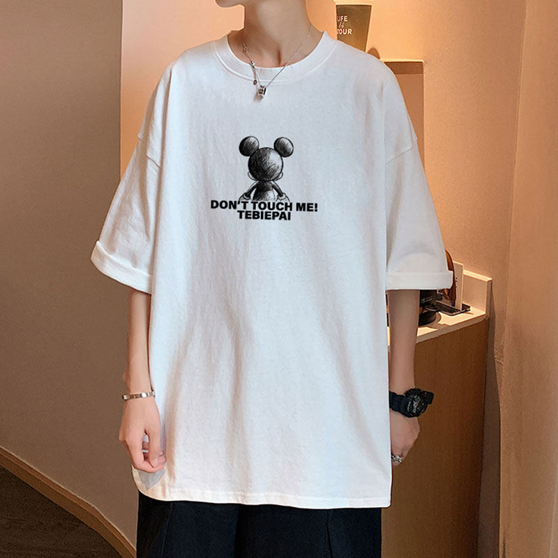 XZ304A-ST536BBP25新款港风米老鼠米奇全棉短袖t恤男ins印花潮流,男装T恤,星座304A