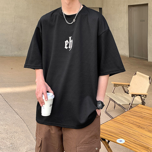 F005FP32新款短袖华夫格字母印花T恤男运动健身轻薄冰丝透气图片