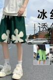 沙滩短裤男夏季冰丝速干薄款卡通印花美式潮牌宽松过膝五分运动裤，男装休闲裤，星座304A