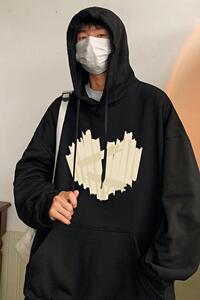 M006加绒C新品连帽卫衣男加绒oversize美式高街外套情侣外套图片