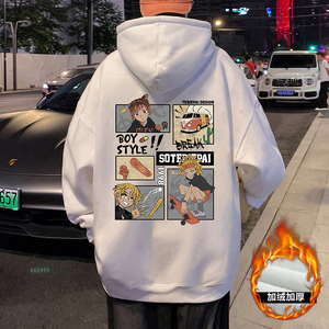 西海岸hiphop卫衣男春秋季学生帅气美式复古重磅高街vibe连帽外套图片