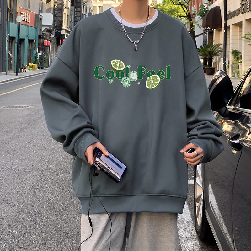 重磅质感卫衣男冬季加绒加厚潮牌痞帅宽松上衣春秋圆领内搭打底衫,男装卫衣,星座304A