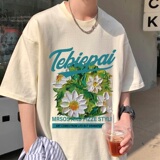 T700FP26新款宽松重磅纯棉短袖T恤男印花休闲半袖体恤情侣潮牌，男装T恤，星座304A