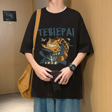 XZ304A-ST378BP25新款港风猫咪短袖t恤ins宽松情侣装印花潮流，男装T恤，星座304A