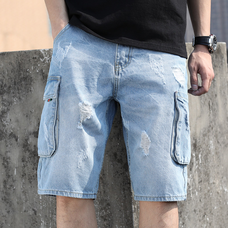 XZ304B-2-KZ705AAP50新款牛仔中裤五分裤大码潮流万件备货,男装牛仔裤,星座304A