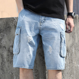 XZ304B-2-KZ705AAP50新款牛仔中裤五分裤大码潮流万件备货，男装牛仔裤，星座304A