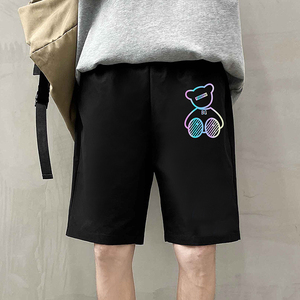 XZ304A-DA小众夏季反光小熊印花潮流短裤男图片