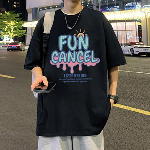 T676FP26新款潮流宽松短袖t恤男纯棉休闲打底衫情侣高街上衣图片