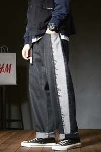 新品大直筒侧边刺绣牛仔裤休闲裤XZ304B-2-KZ243图片