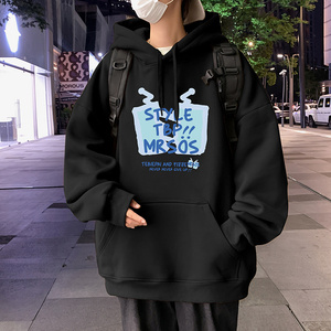 M032FP60新品全棉休闲卡通涂鸦重磅连帽卫衣oversize帽衫图片