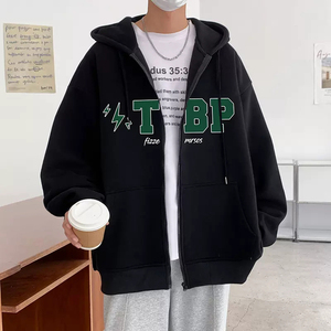 H177FP70加绒75新款卫衣含棉66%休闲衣服男装连帽拉链开衫图片