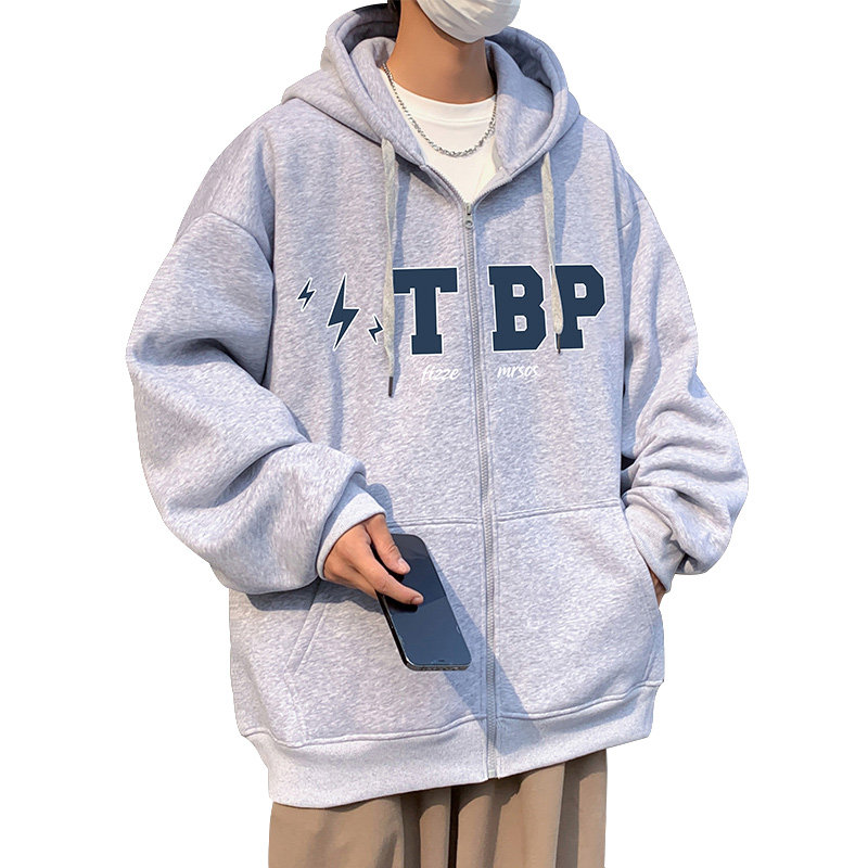 H177FP70加绒75新款重磅连帽卫衣开衫外套男宽松情侣拉链外套,男装卫衣,星座304A