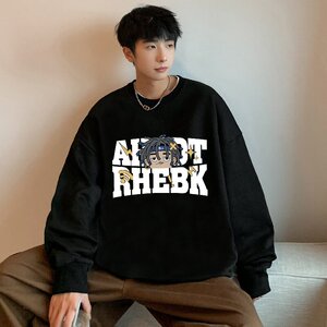 W535FP35新品圆领卫衣男印花宽松休闲打底衫套头长袖上衣图片