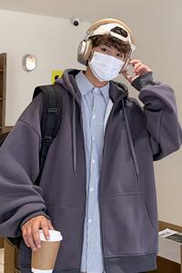 H172加绒F新款加绒男女情侣装开衫连帽卫衣拉链外套男秋装图片