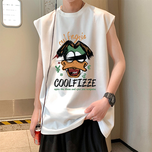 B123FP28新款透气无袖背心男薄款健身运动卡通印花休闲坎肩潮牌上图片