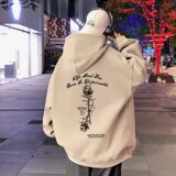 M021FP60新款休闲外套玫瑰字母连帽卫衣男宽松情侣装，男装卫衣，星座304A