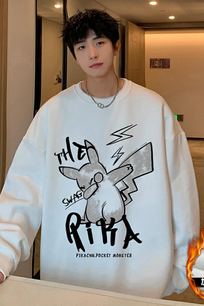 W376加绒F新款卡通动漫加绒加厚卫衣男休闲重磅圆打底衫,男装卫衣,星座304A