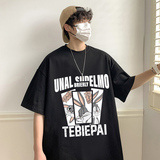 T563FP26新款夏季纯棉短袖t恤男宽松内搭休闲体恤兔子卡通印花，男装T恤，星座304A
