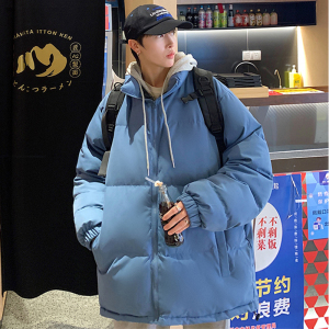 MY03D新品小众纯色面包棉服外套宽松拉链开衫立领棉袄男士棉衣图片